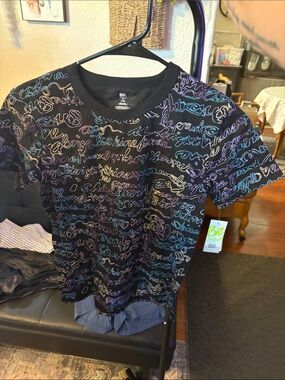 bp Black Tee with Multicolor Script